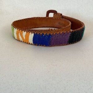 Vintage Guatemalan Woven Leather Belt Youth Small